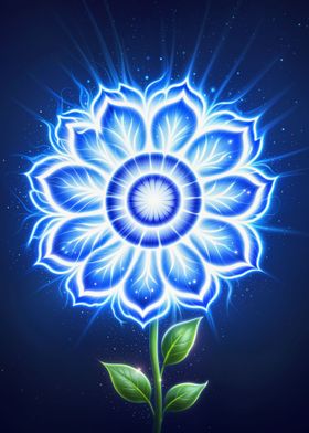 Blue Neon Flower