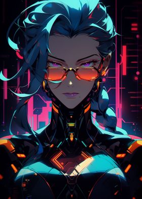 futuristic neon girl