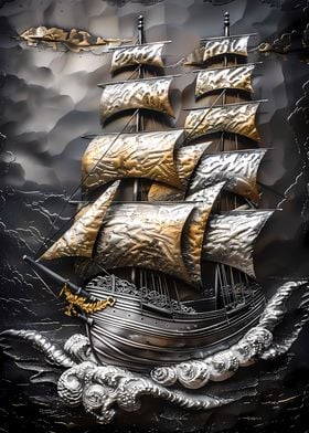 Silver sailing ship