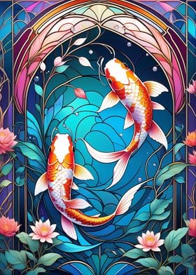 Koi Fish Stained Glass