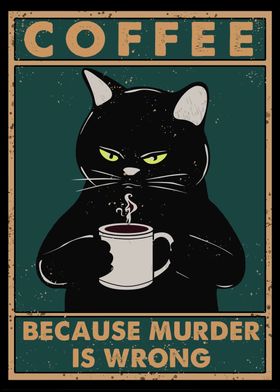 Black Cat Funny Coffee