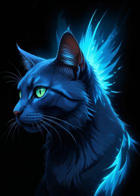 black cat blue moonlight