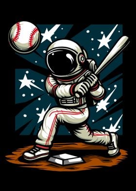 Astronaut playing baseball