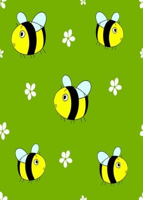 Cute Bee Pattern Style Art