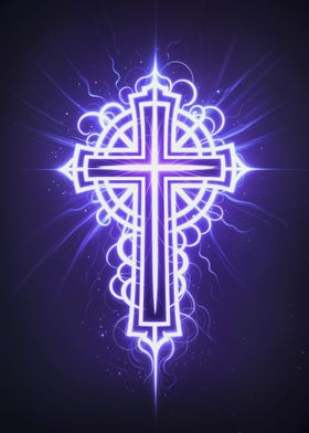 Purple Neon Cross