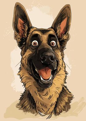 German Shepherd Caricature