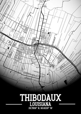Thibodaux City Map White