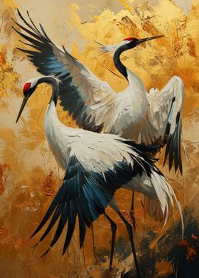 Two cranes painting