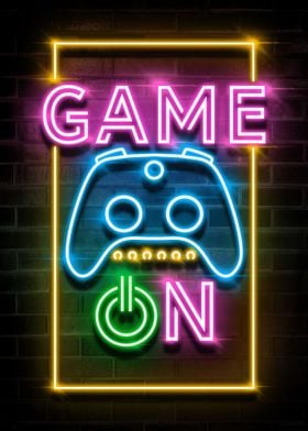 GAME ON NEON SIGN ART