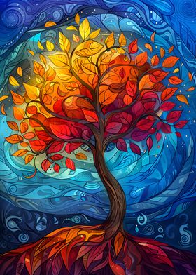 abstract colorful tree