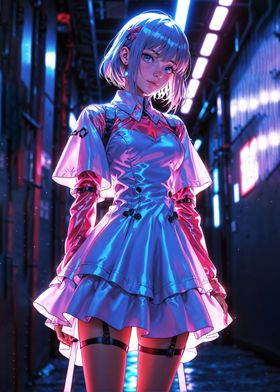 Anime Girl Neon Rococo