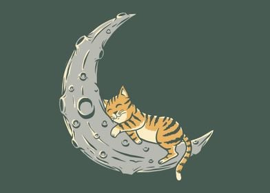 Cat Sleeps to the Moon