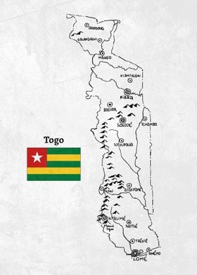 Handdrawn Map of Togo