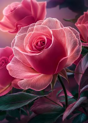 Close up pink rose flower