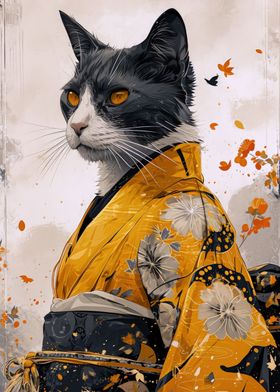 Samurai cat illustration