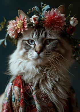 Cat with flowers