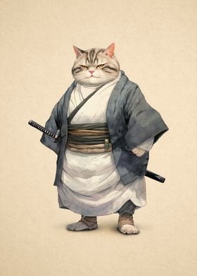 Tabby Cat Samurai Ronin