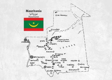 Handdrawn Mauritania Map