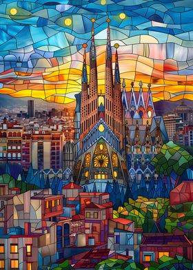 Barcelona Sunset Mosaic