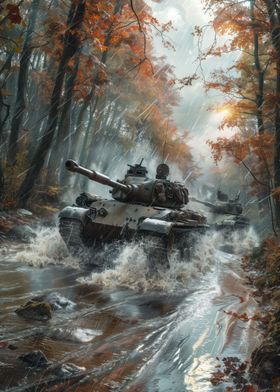 Tanks crossing river