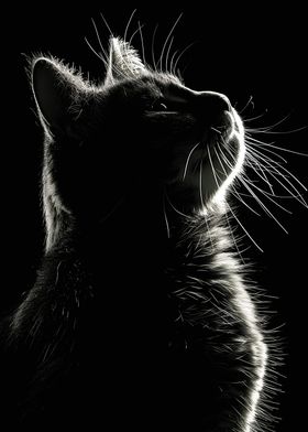 Cat Dark Facing Upwards