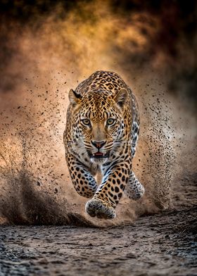 Leopard in Full Sprint 