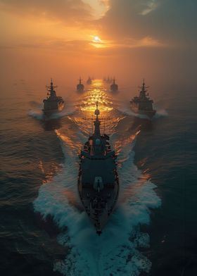 powerful fleet of warships