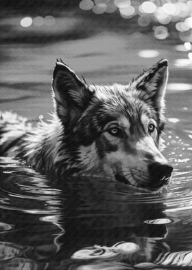 Wolf in the water