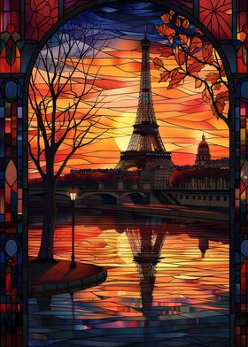 Paris Sunset Reflection