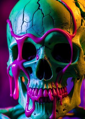 Neon Drip Skull