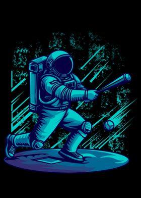 Astronaut Playing Baseball