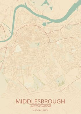 Middlesbrough UK City Map