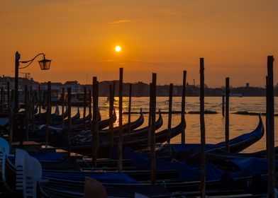 Venice Gondolas At Sunrise