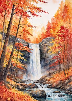 Watercolor Waterfall Art