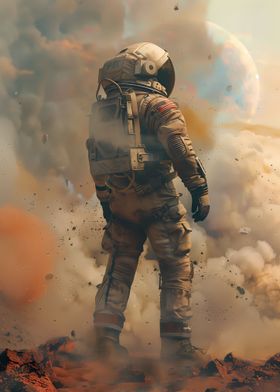 Astronaut Walking on Mars