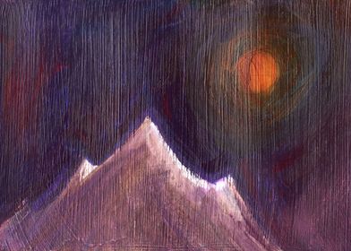 abstract mountain and moon