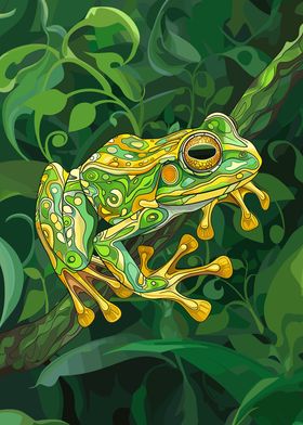 Beautiful Green Frog Art