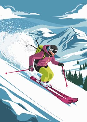 Skiing Sport Vector