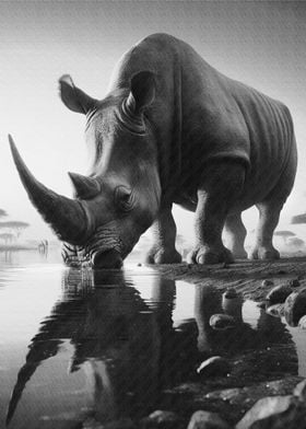 Rhino drinking