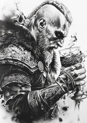 Warrior With Skull Goblet