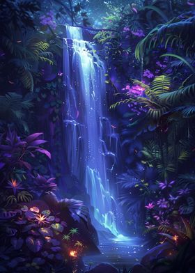 Waterfall in Forest Nature