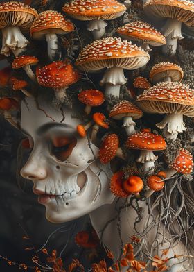 Skeleton Woman Mushrooms
