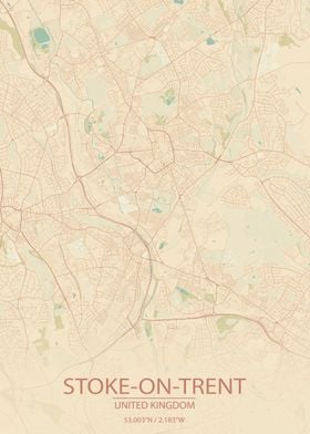 Stoke on Trent UK City Map