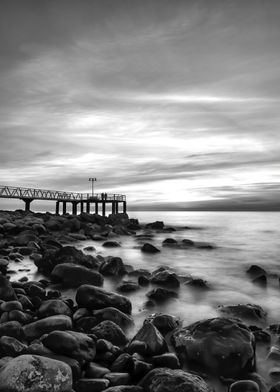 Black and white sea coast