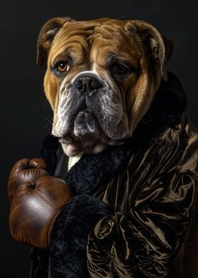 Bulldog in Boxing Attire