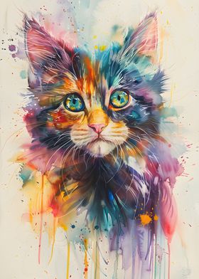 Colorful Cat painting