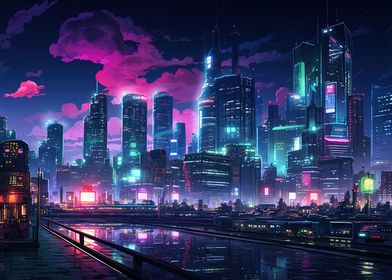 Cyberpunk Tokyo Riverfront