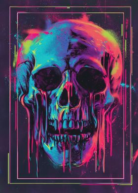 Synthwave Neon Skull