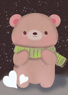 Cute Winter Brown Bear