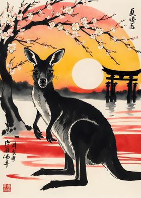 Kangaroo Japan Painting